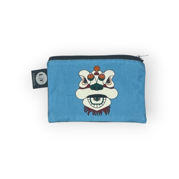 Tsim Sha Tsui Lion Heads Zip Bag Set – 2 Piece Hong Kong Print Travel & Everyday Pouches