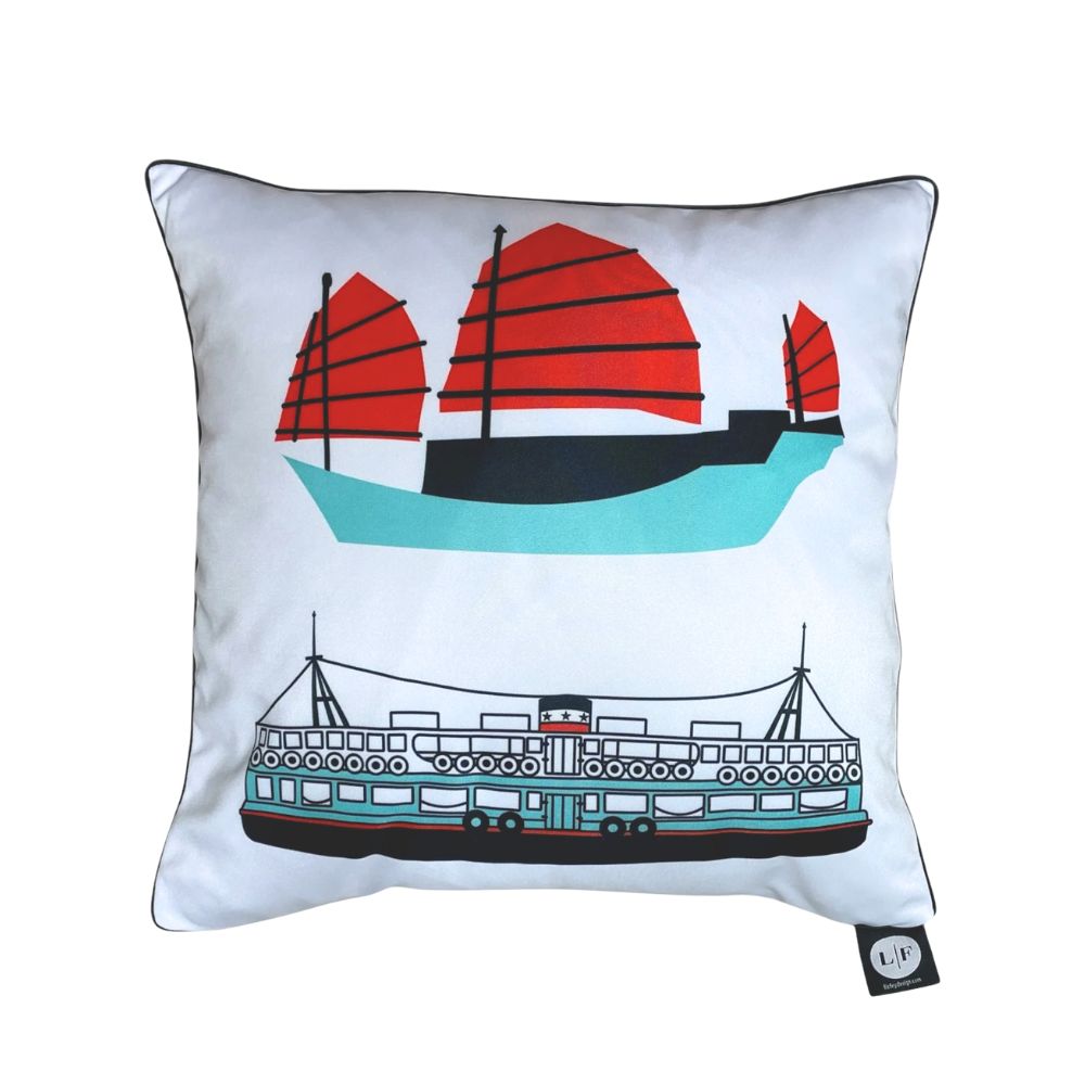 Star Ferry & Junk Boat Cushion Cover