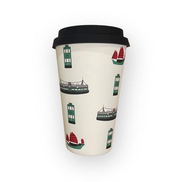 HK Transport Print Bamboo Cup – Eco-Friendly Travel Mug | Liz Fry Design