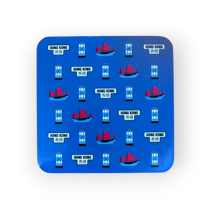 Hong Kong Transport Cork Coaster – 10 × 10 cm