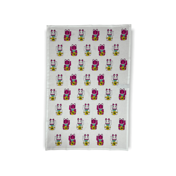 Lucky Cats Tea Towel – Tung Choi Street Print | Hong Kong Homeware
