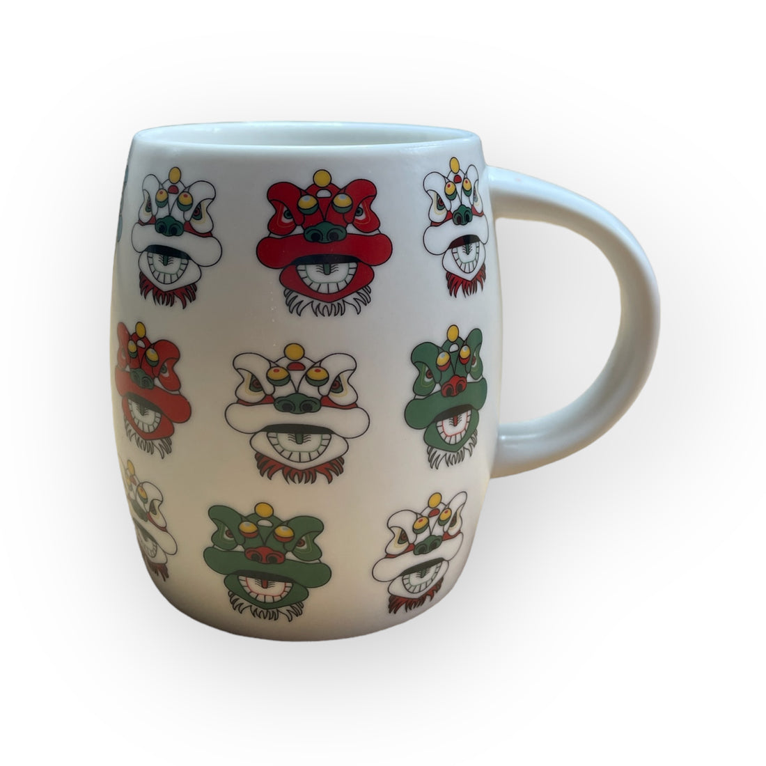 Tsim Sha Tsui Lion Head Print Ceramic Mug – Repeat Design by Liz Fry Design