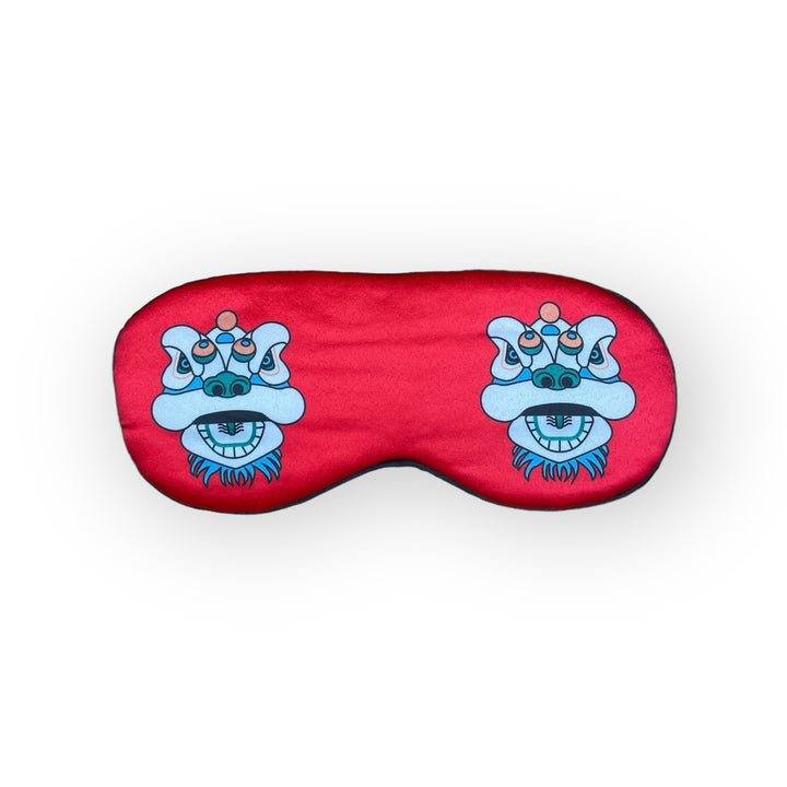 Tsim Sha Tsui Lion Heads Eye Mask – Red Placement Print Travel Sleep Mask