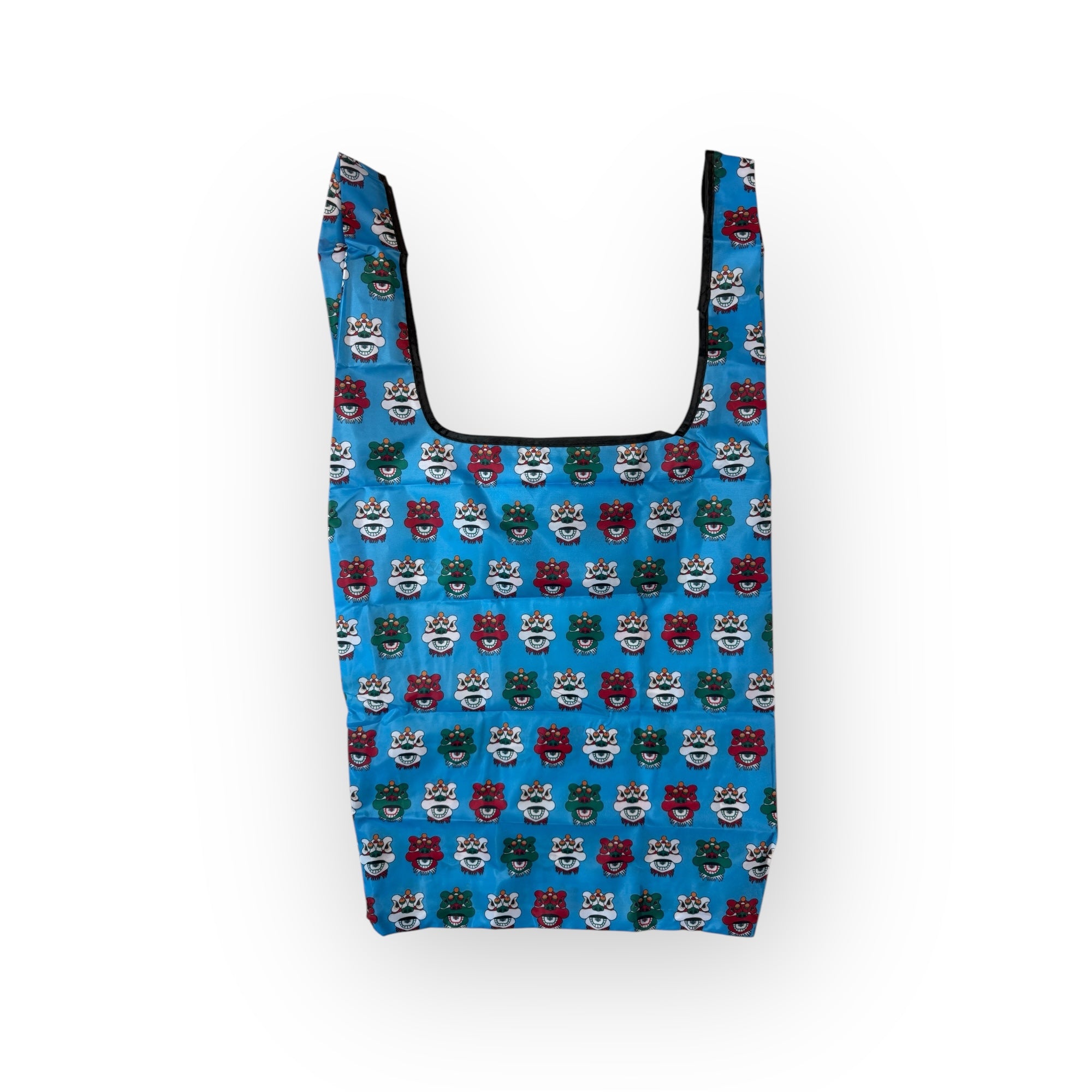 Tsim Sha Tsui Lion Heads Print Blue Foldable Shopping Bag – Eco Reusable Tote