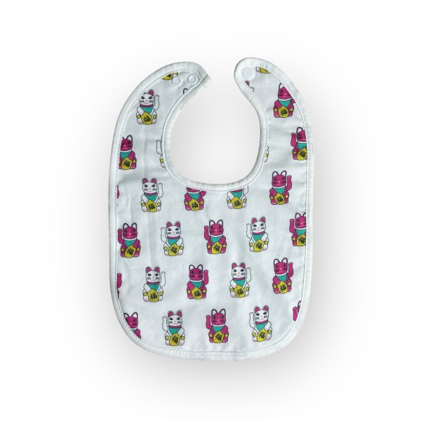 Tung Choi Street Lucky Cats Baby Bib Set – 2 Piece Reversible Cotton Bibs