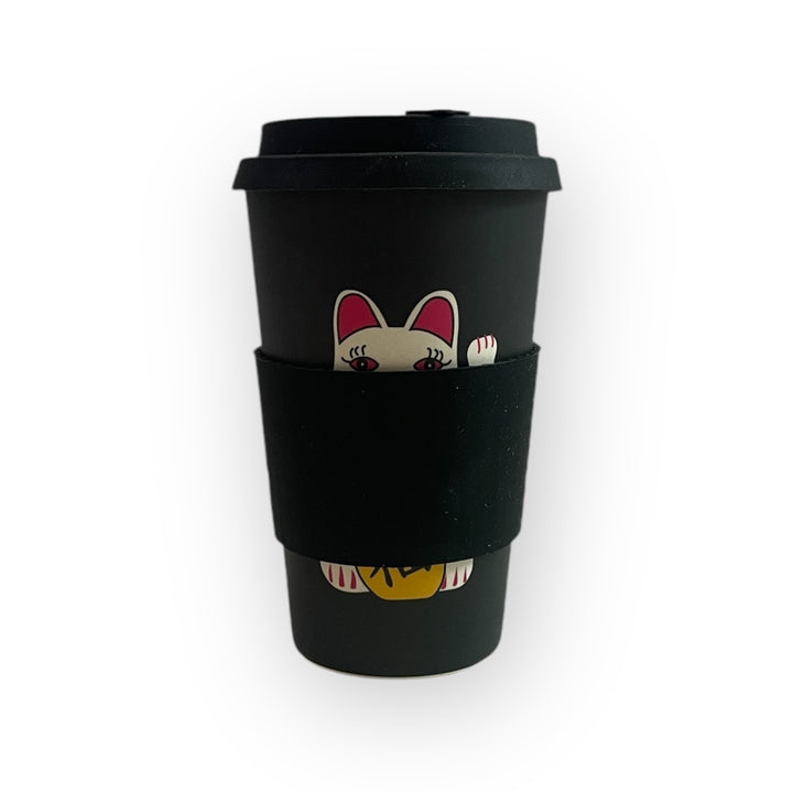 Tung Choi Street Lucky Cats Bamboo Cup (V2) – Eco-Friendly Hong Kong Reusable Mug | Liz Fry Design