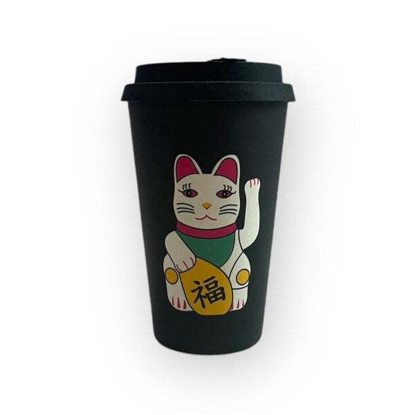 Tung Choi Street Lucky Cats Bamboo Cup (V2) – Eco-Friendly Hong Kong Reusable Mug | Liz Fry Design