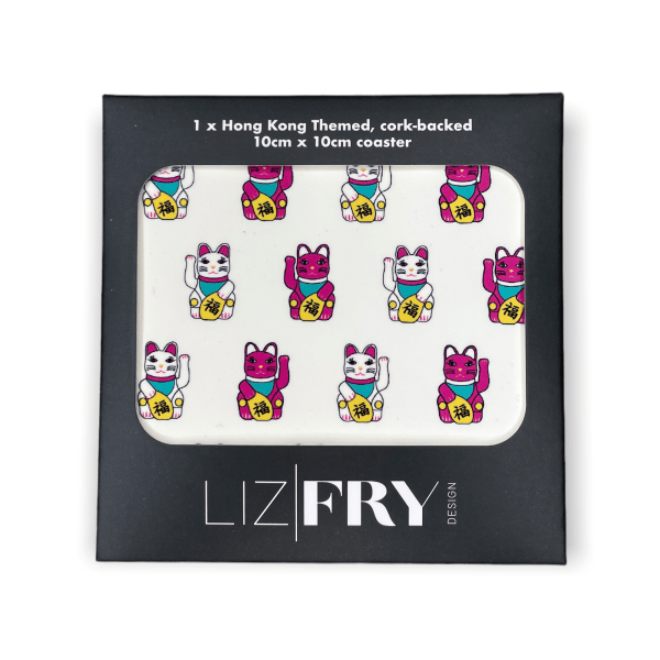 Tung Choi Street Lucky Cats Coaster | Hong Kong Fortune-Inspired Design