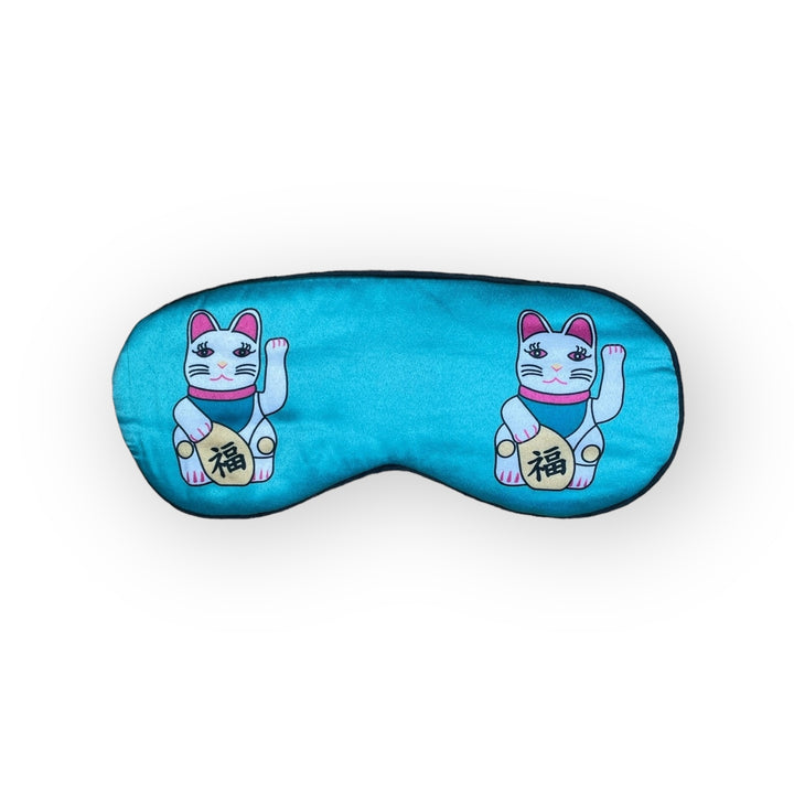 Tung Choi Street Lucky Cats Eye Mask – Blue Placement Print Travel Sleep Mask