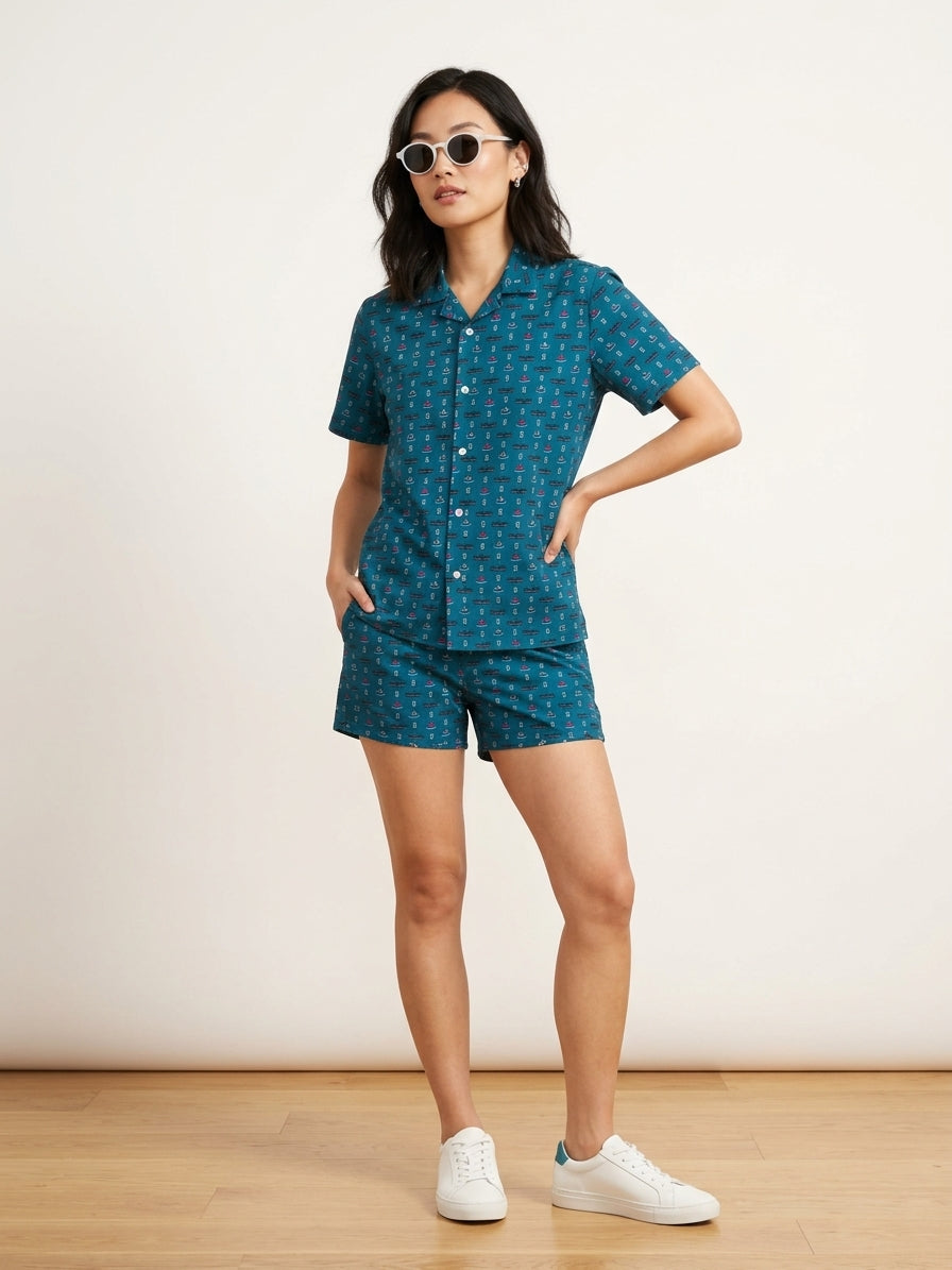 Women’s Teal Hong Kong Transport Quick-Dry Shirt & Shorts Set