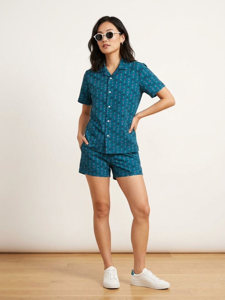 Women’s Teal Hong Kong Transport Quick-Dry Shirt & Shorts Set