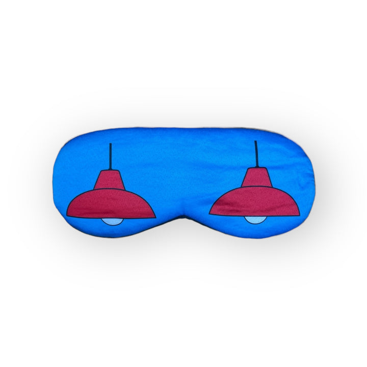 Java Road Lamps Eye Mask – Blue Placement Print Travel Sleep Mask