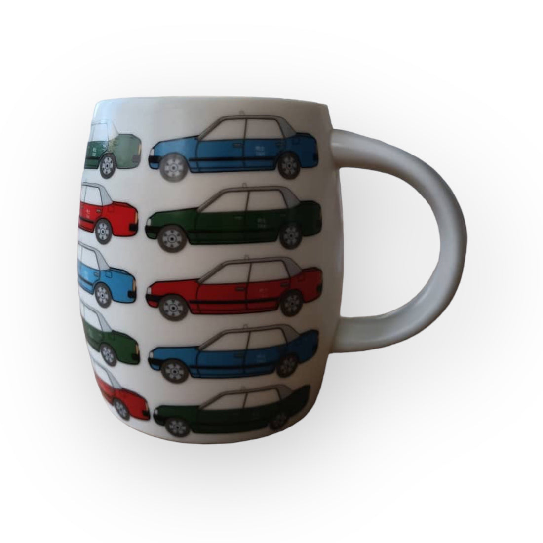 Taxis Print Ceramic Mug – Hong Kong Red, Blue & Green Taxi Design