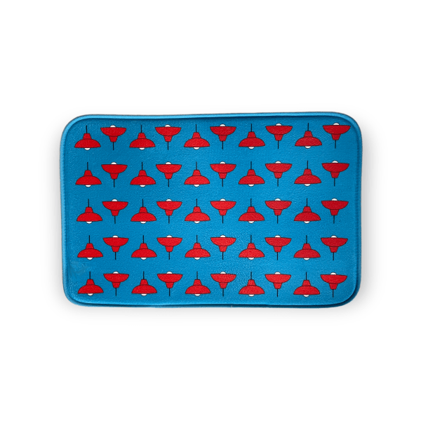 Java Road Lamps Print Bath & Door Mat – Blue and Red Hong Kong Design