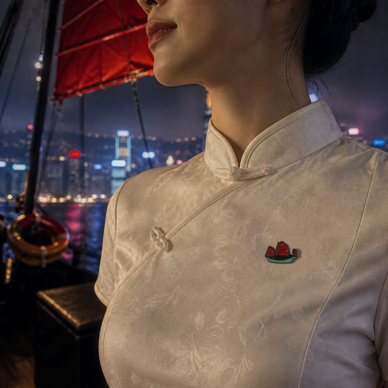 Hong Kong Junk Boat Enamel Pin – 3cm