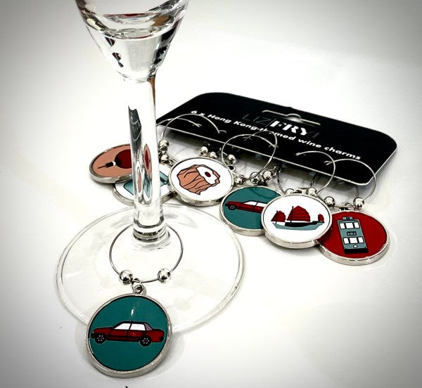 Hong Kong-Themed Wine Charm Set (6 pcs) – Set 1 – Liz Fry Design