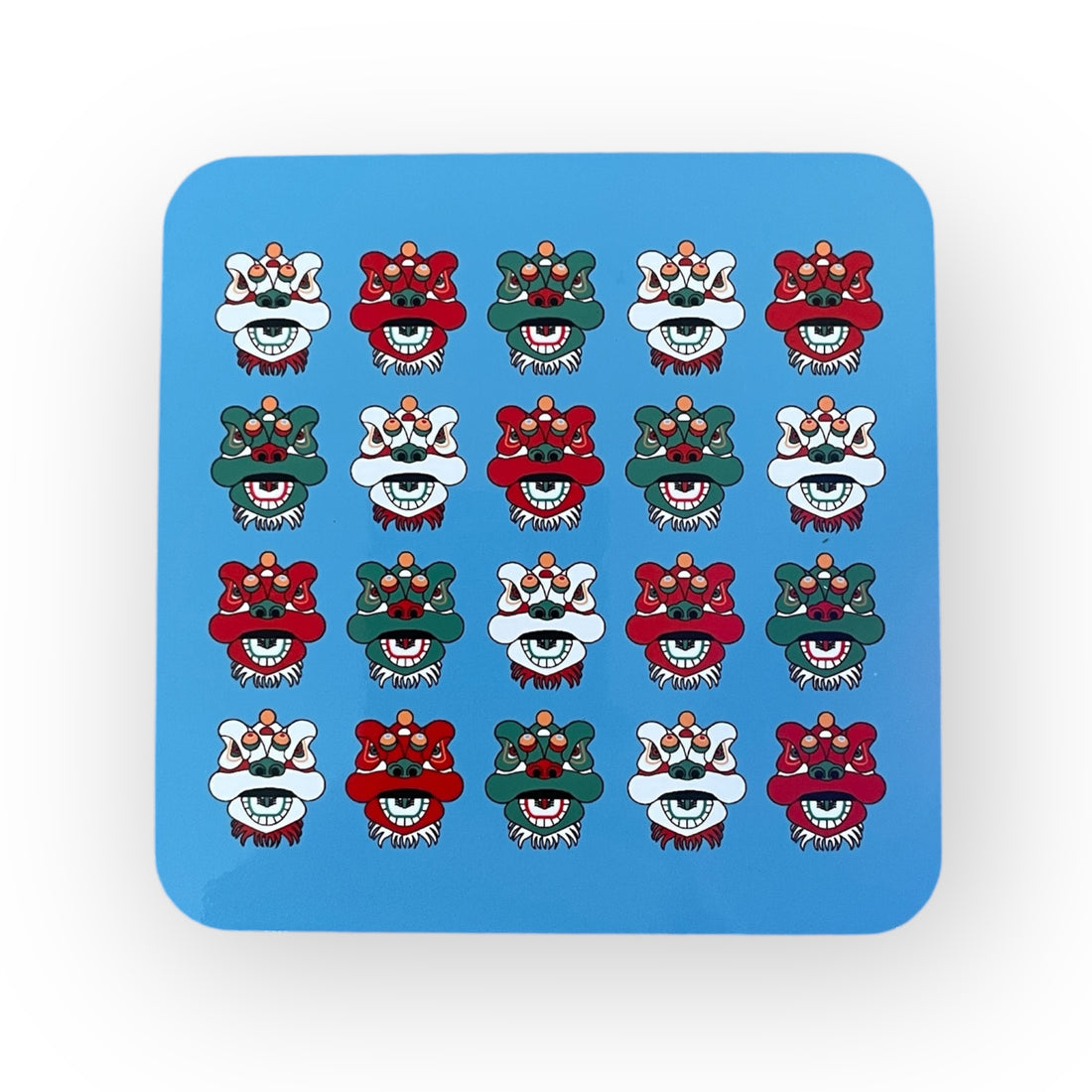 Tsim Sha Tsui Lion Heads Blue Coaster | Hong Kong Festival-Inspired