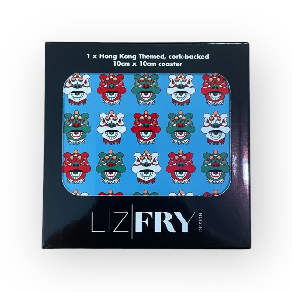 Tsim Sha Tsui Lion Heads Blue Coaster | Hong Kong Festival-Inspired