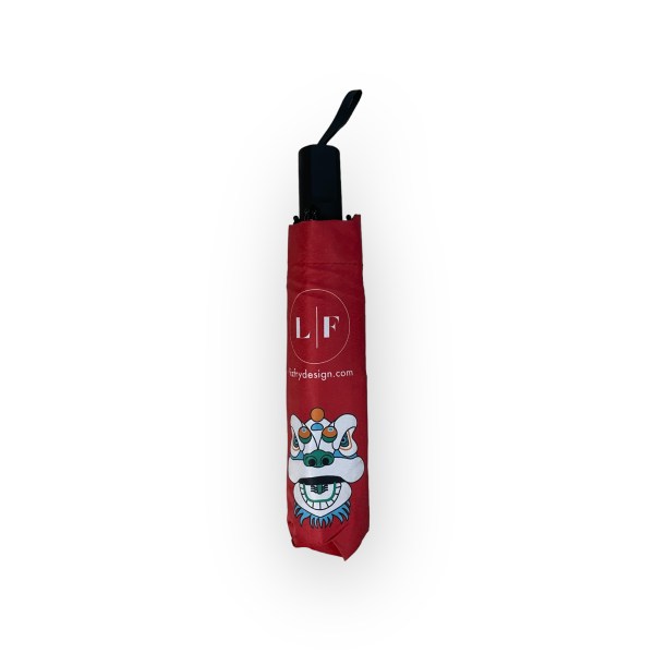 Tsim Sha Tsui Lion Heads Print Folding Umbrella – Compact & Windproof