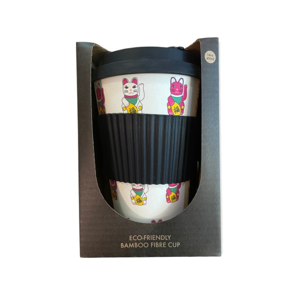 Tung Choi Street Lucky Cats Bamboo Travel Cup – Eco Reusable Coffee Cup